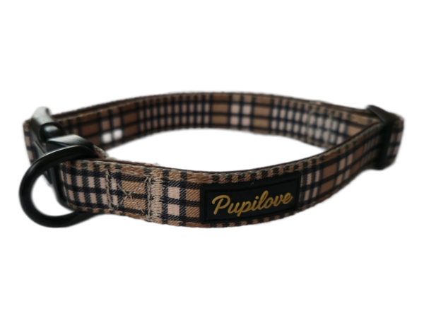 Elegancka Obroża z Miękkim Podszyciem – Wzór Klasyczna Kratka | Pupilove