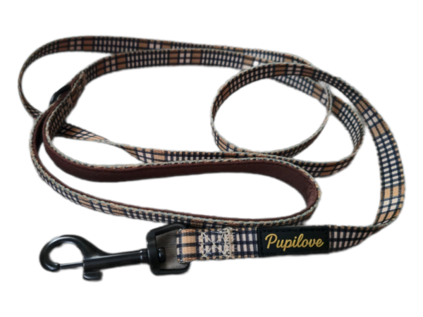 Elegancka Smycz dla Psa z Miękką Rączką – Wzór Klasyczna Kratka | Pupilove